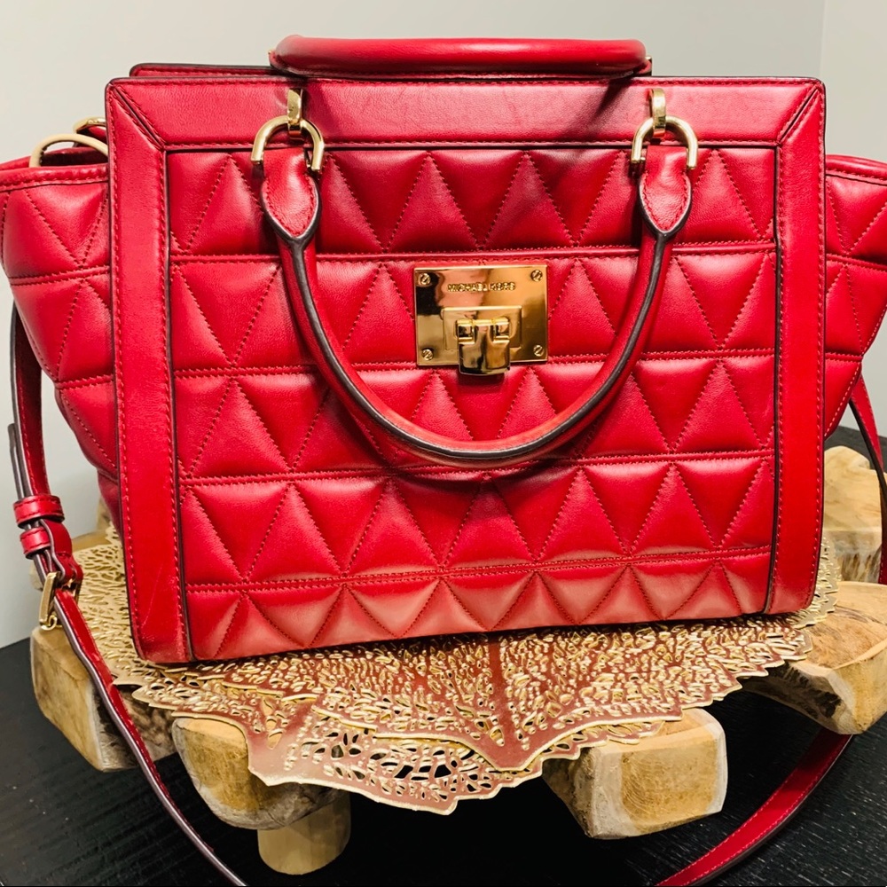 Beautiful Red Michael Kors Quilted Handbag